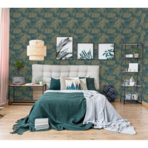 DUTCH WALLCOVERINGS Tapet Tropical mörkblå och guld - Bild 6