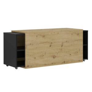 FMD Tv-bänk 194,5x39,9x49,2 cm ek och svart - Bild 2