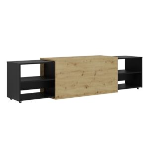 FMD Tv-bänk 194,5x39,9x49,2 cm ek och svart - Bild 3