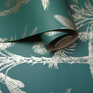 DUTCH WALLCOVERINGS Tapet tropiska träd blågrön och silver - Bild 3