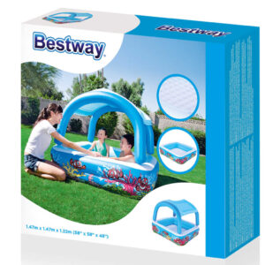 Bestway Lekpool med tak 140x140x114 cm blå 52192 - Bild 7