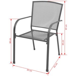 vidaXL Stapelbara trädgårdsstolar 2 st stål grå - Bild 6