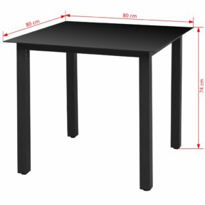 vidaXL Trädgårdsbord svart 80x80x74 cm aluminium och glas - Bild 3