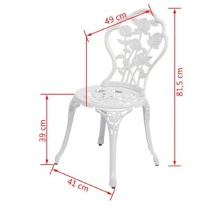 vidaXL Caféstolar 2 st gjuten aluminium vit - Bild 5