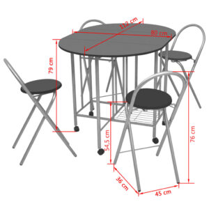 vidaXL Vikbar matgrupp 5 delar MDF svart - Bild 6