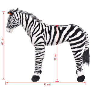 vidaXL Stående leksakszebra plysch svart och vit XXL - Bild 5