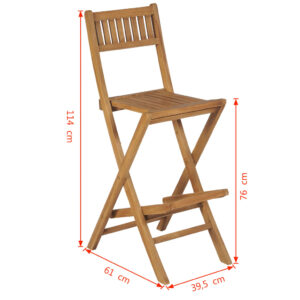 vidaXL Hopfällbara barstolar 2 st massiv teak - Bild 10