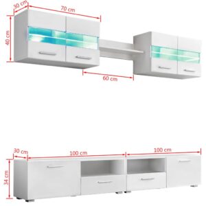 vidaXL TV-möbel 5 delar med LED-belysning högglans vit - Bild 11