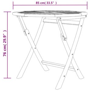 vidaXL Hopfällbart trädgårdsbord 85x76 cm massiv teak - Bild 8