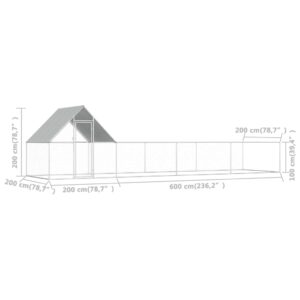 vidaXL Hönsbur 8x2x2 m galvaniserat stål - Bild 6