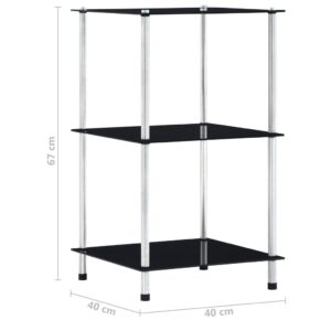 vidaXL Hylla 3 hyllplan svart 40x40x67 cm härdat glas - Bild 5