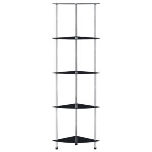 vidaXL Hylla 5 hyllplan svart 30x30x130 cm härdat glas - Bild 2