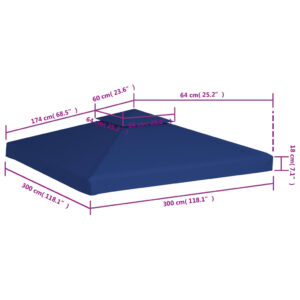 vidaXL Paviljongtak 310 g/m² 3 x 3 m mörkblå - Bild 6