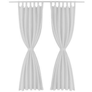 2-pack gardiner med öglor i vit microsatin 140 x 225 cm - Bild 2