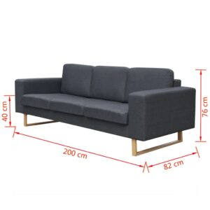 vidaXL Soffa 3-sits tyg mörkgrå - Bild 4