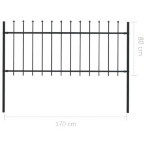 vidaXL Trädgårdsstaket med spjuttopp stål 1,7x0.8 m svart - Bild 5