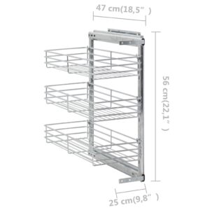 vidaXL Utdragbar inredning köksskåp 3 hyllor silver 47x25x56 cm - Bild 10