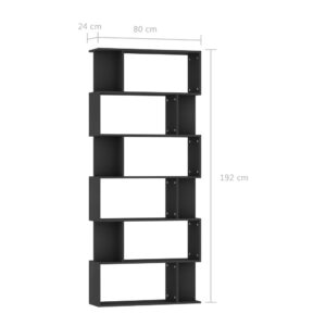 vidaXL Bokhylla/Rumsavdelare svart 80x24x192 cm spånskiva - Bild 7