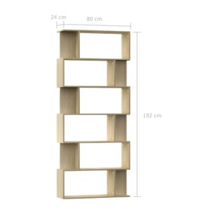 vidaXL Bokhylla/Rumsavdelare sonoma-ek 80x24x192 cm spånskiva - Bild 7