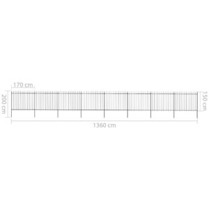 vidaXL Trädgårdsstaket med spjuttopp stål 13,6x1,5 m svart - Bild 5