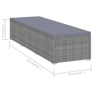 vidaXL Solsäng med dyna & bord konstrotting grå - Bild 11