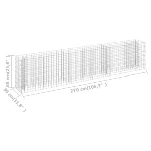 vidaXL Planteringsgabion upphöjd galvaniserat stål 270x30x60 cm - Bild 7