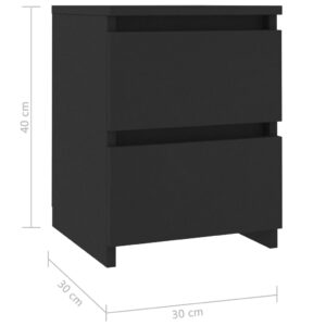 vidaXL Sängbord 2 st svart 30x30x40 cm konstruerat trä - Bild 7