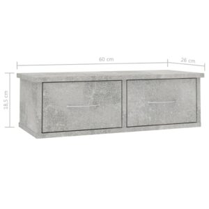 vidaXL Väggmonterade lådor betonggrå 60x26x18,5 cm konstruerat trä - Bild 7