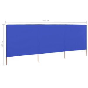 vidaXL Vindskydd 3 paneler tyg 400x120 cm azurblå - Bild 6