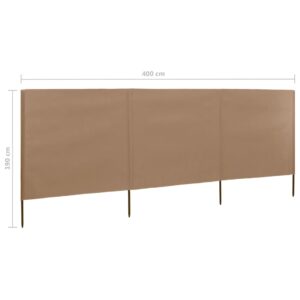 vidaXL Vindskydd 3 paneler tyg 400x160 cm taupe - Bild 6