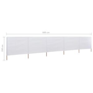 vidaXL Vindskydd 5 paneler tyg 600x160 cm sandvit - Bild 6