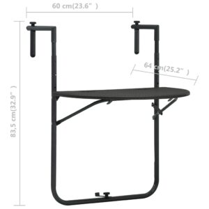 vidaXL Balkongbord brun 60x64x83,5 cm plast konstrotting - Bild 9