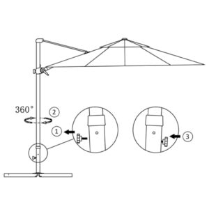 vidaXL Frihängande parasoll med aluminiumstång svart 300 cm - Bild 7