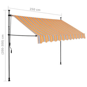 vidaXL Markis manuellt infällbar med LED 250 cm gul och blå - Bild 8