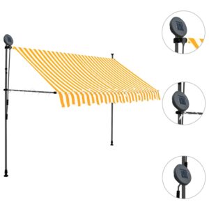 vidaXL Markis manuellt infällbar med LED 250 cm vit och orange - Bild 3