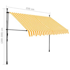 vidaXL Markis manuellt infällbar med LED 250 cm vit och orange - Bild 8