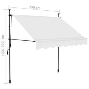 vidaXL Markis manuellt infällbar med LED 150 cm gräddvit - Bild 8