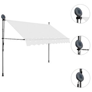 vidaXL Markis manuellt infällbar med LED 250 cm gräddvit - Bild 3