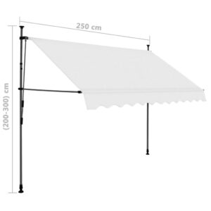 vidaXL Markis manuellt infällbar med LED 250 cm gräddvit - Bild 8