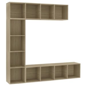 vidaXL Bokhylla/TV-bänk 3 delar set sonoma-ek 180x30x180 cm - Bild 2