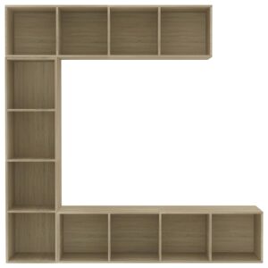 vidaXL Bokhylla/TV-bänk 3 delar set sonoma-ek 180x30x180 cm - Bild 4