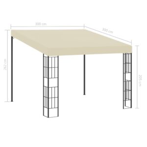 vidaXL Väggmonterad paviljong 3x3 m gräddvit tyg - Bild 6