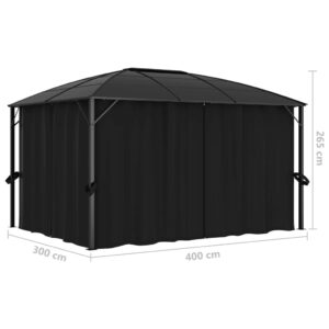 vidaXL Paviljong med draperi 400x300x265 cm antracit - Bild 10