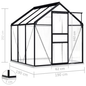 vidaXL Växthus med basram antracit aluminium 3,61 m² - Bild 6