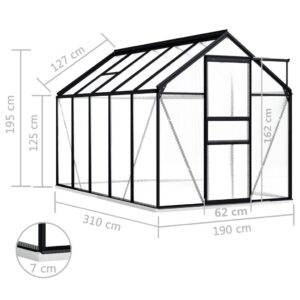 vidaXL Växthus med basram antracit aluminium 5,89 m² - Bild 6