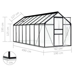 vidaXL Växthus med basram antracit aluminium 9,31 m² - Bild 6