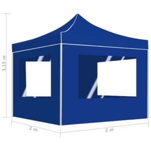 vidaXL Hopfällbart partytält med väggar aluminium 2x2 m blå - Bild 9