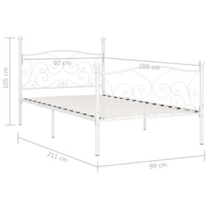 vidaXL Sängram med ribbotten vit metall 90x200 cm - Bild 5