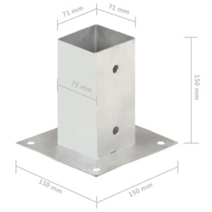 vidaXL Stolpfot 4 st galvaniserad metall 71 mm - Bild 8