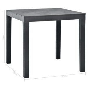 vidaXL Trädgårdsbord antracit 78x78x72 cm plast - Bild 5